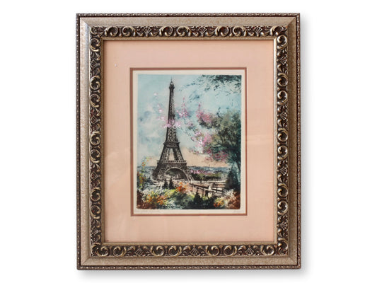 Le Bailly Eau-Forte Originale Paris Eiffel Tower & Notre Dame Cathedral