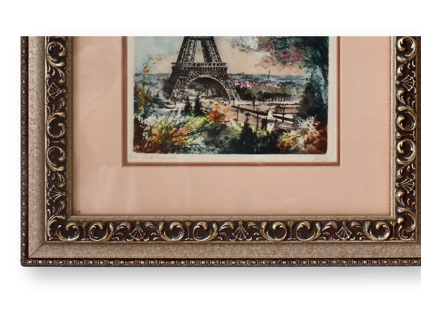 Le Bailly Eau-Forte Originale Paris Eiffel Tower & Notre Dame Cathedral
