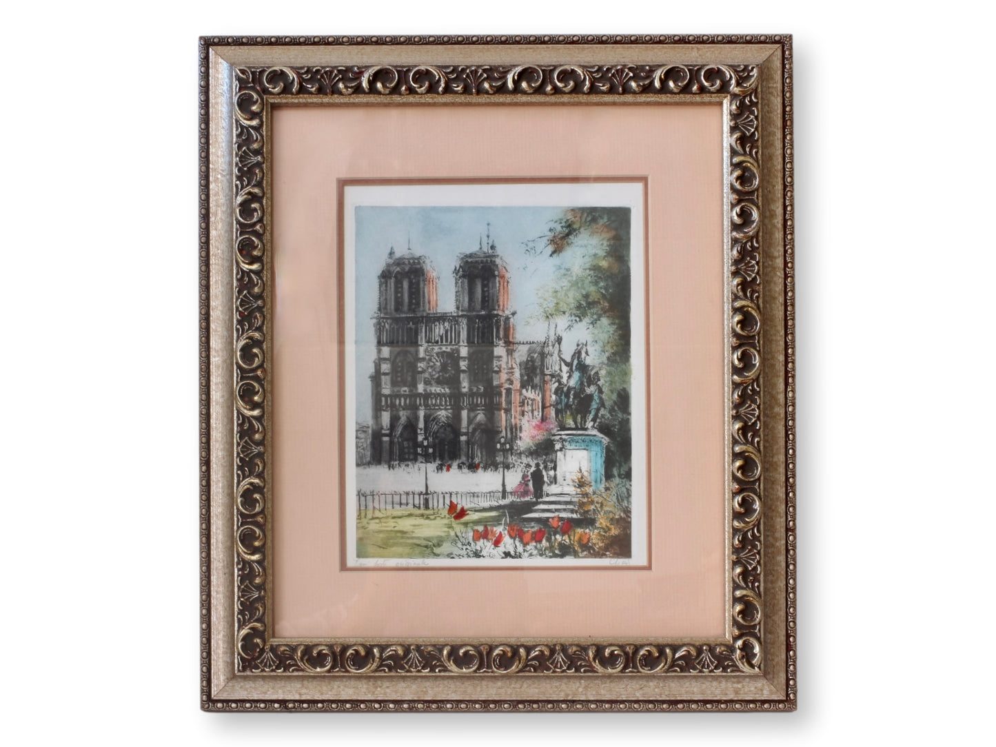 Le Bailly Eau-Forte Originale Paris Eiffel Tower & Notre Dame Cathedral