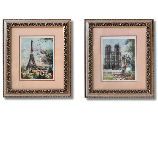 Le Bailly Eau-Forte Originale Paris Eiffel Tower & Notre Dame Cathedral
