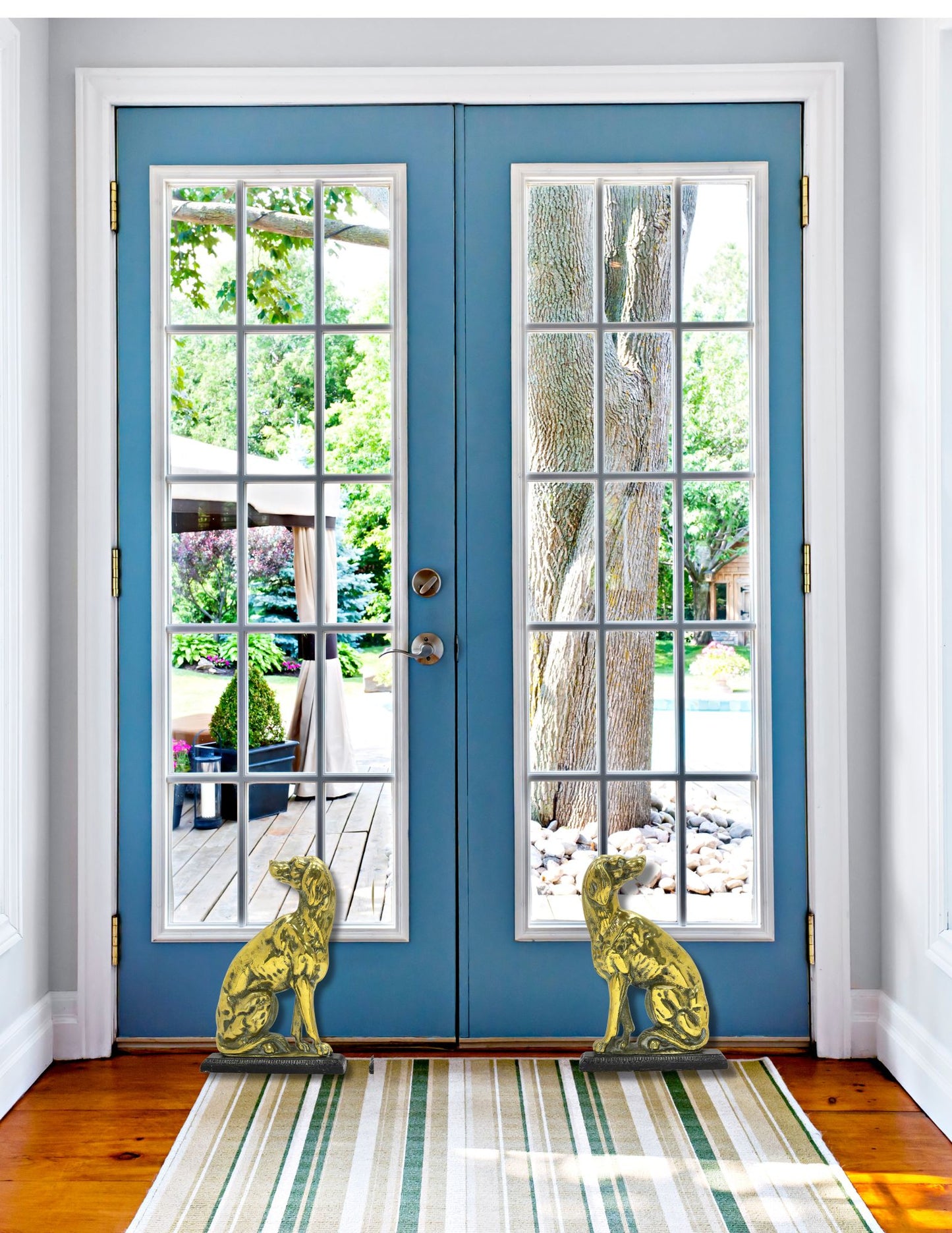 C. 1850 English Victorian Brass Whippet Fireplace Ornaments