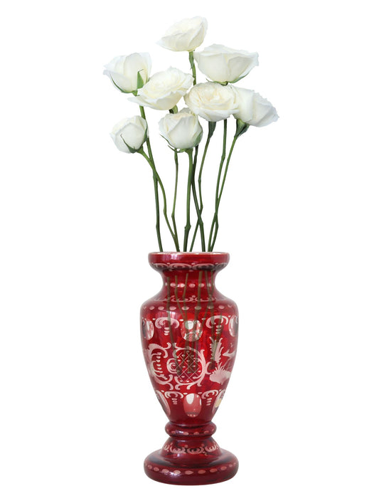 Bohemian Cut Crystal Red Vase