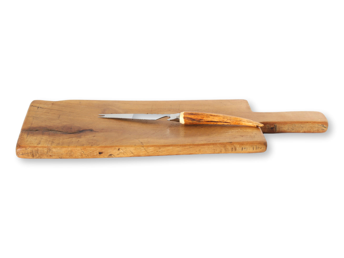 French Cutting Board w/ Horn Handle Cheese Knife