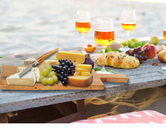 French Cutting Board w/ Horn Handle Cheese Knife