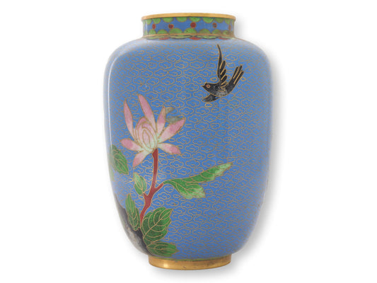 Vintage Cloisonné Vase & Ginger Jar Set