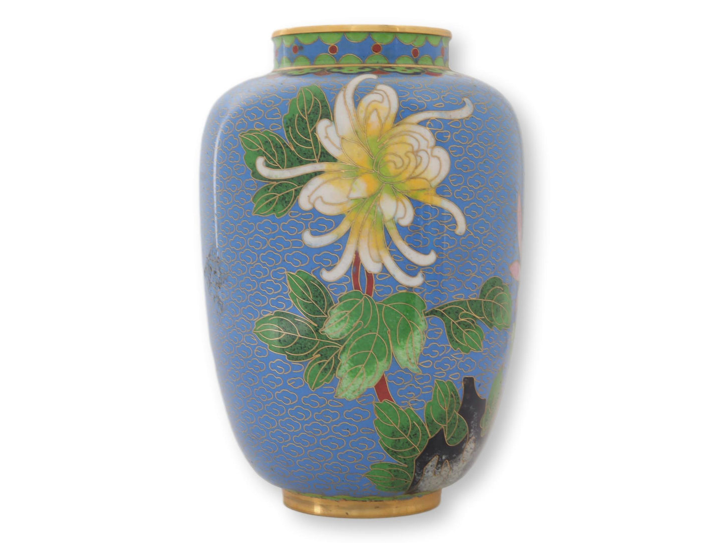 Vintage Cloisonné Vase & Ginger Jar Set