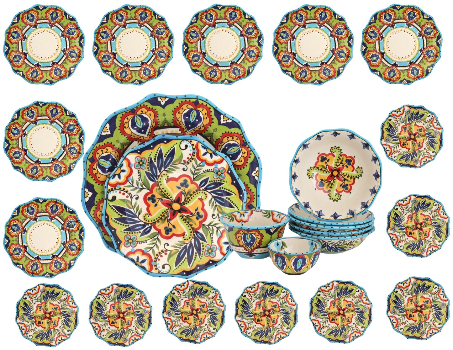 Boca Blue Espagna Dinnerware Set, 22 pcs