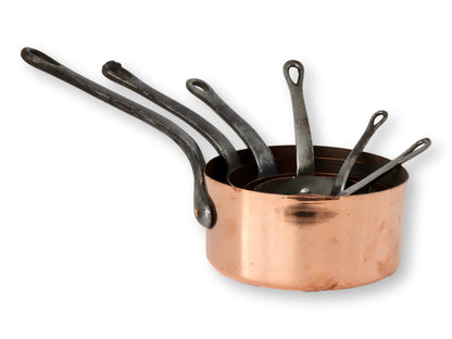 Vintage French Copper Sous Chef's Pans, s/6