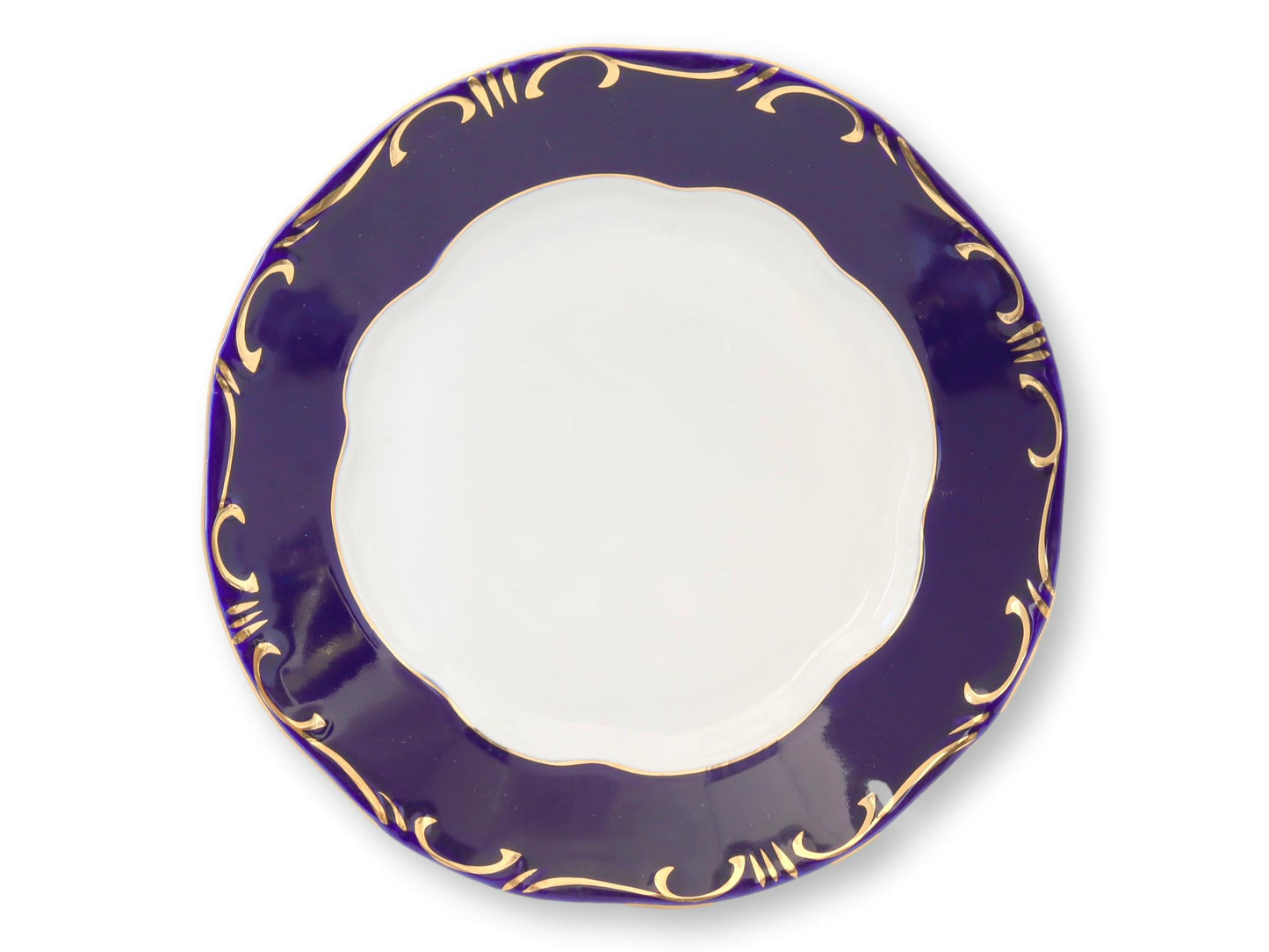 Set of 8 Pompadour III Cobalt & 18K Salad Plates