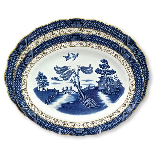 Midcentury English "Real Old Willow" Platters