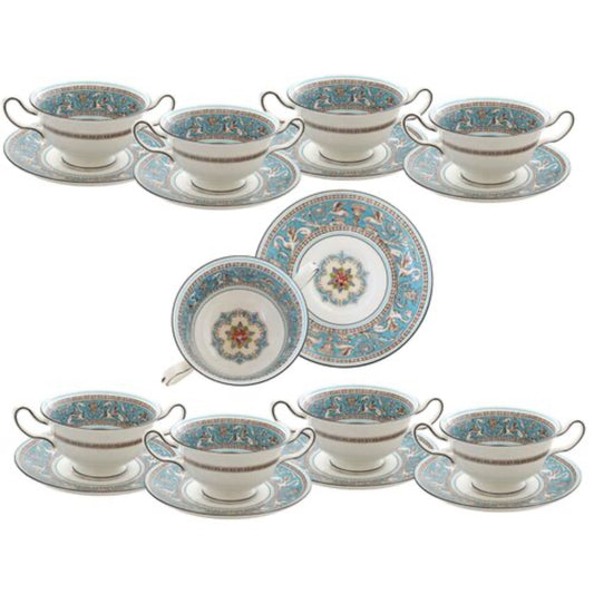 Wedgwood Florentine Soup Coupes & Saucers, Set of 8