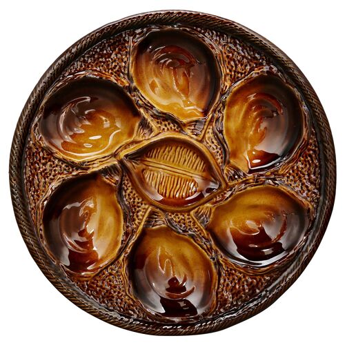 Midcentury French St. Clement Oyster Plates, Set of Six