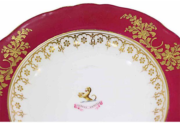 19th-C. Armorial Crested Bowls, a Pair