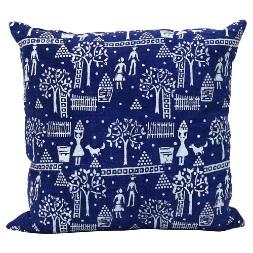 Hand-Blocked French Indigo Pillow