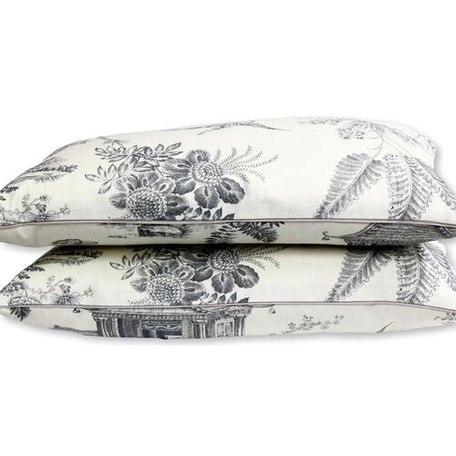 Vintage French Toile Linen Lumbar Pillows