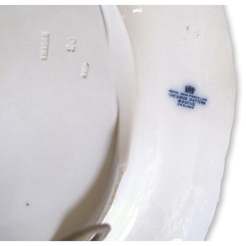 Large Antique English Flow Blue Turkey Platter | Cheswick Pattern