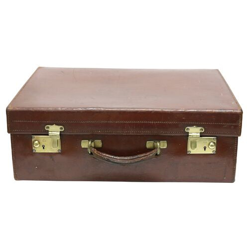 1950s Harrods London Leather Suitcase