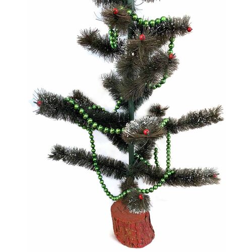 Midcentury Bottle Brush Christmas Tree with Mercury Glass Ornaments