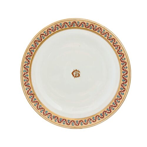 Antique English Hand-Enameled Royal Worcester 10" Dinner Plates | Set of 10