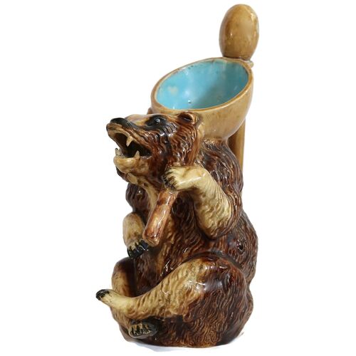 19th-C Holdcroft Majolica Honey Bear Jug