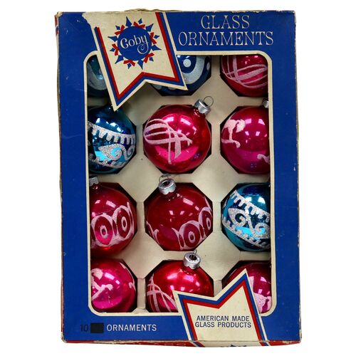 Midcentury Mercury Glass Ornaments - Set of 12