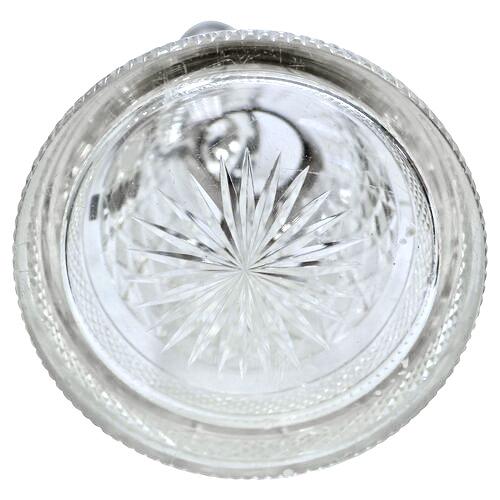 Antique Heavy Cut Crystal w/ Silver-Plate Wine Jug