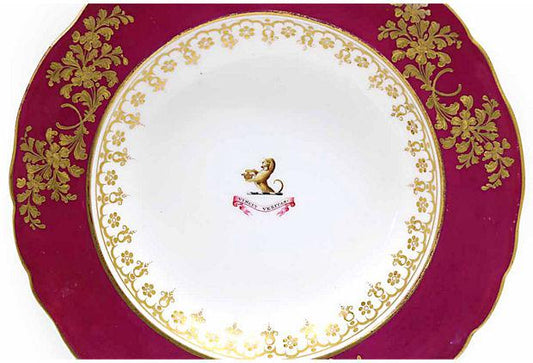 19th-C. Armorial Crested Bowls, a Pair