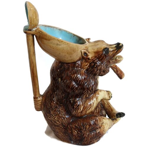 19th-C Holdcroft Majolica Honey Bear Jug