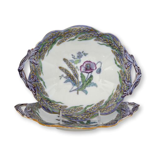 1850s English Ironstone Mulberry Morning Glory Serving Plates