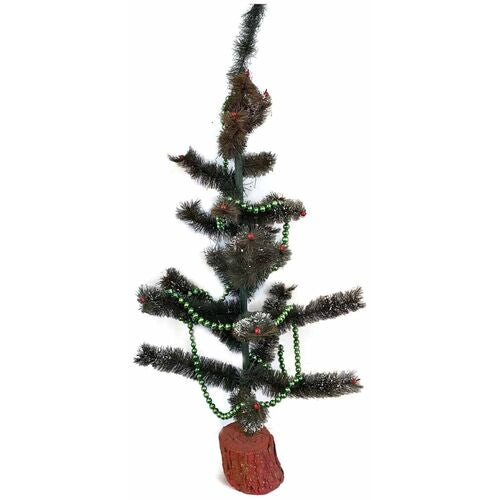 Midcentury Bottle Brush Christmas Tree with Mercury Glass Ornaments