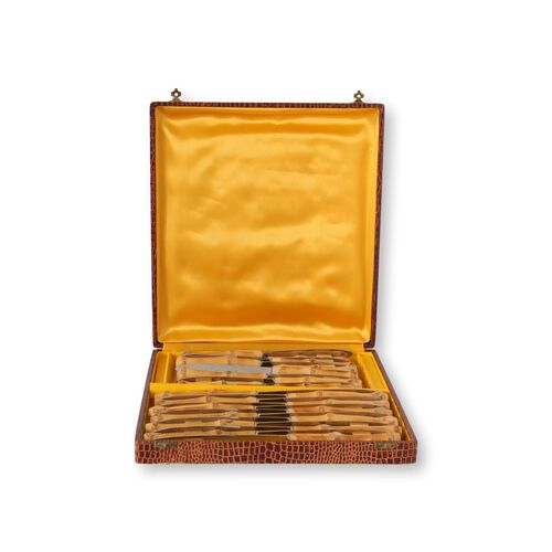 Midcentury French Bamboo Knives, 24 pcs