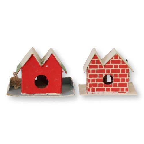 Midcentury Miniature Holiday / Christmas Village Houses, a Pair