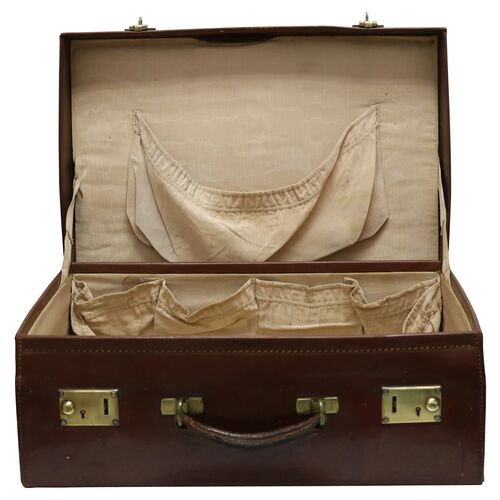 1950s Harrods London Leather Suitcase