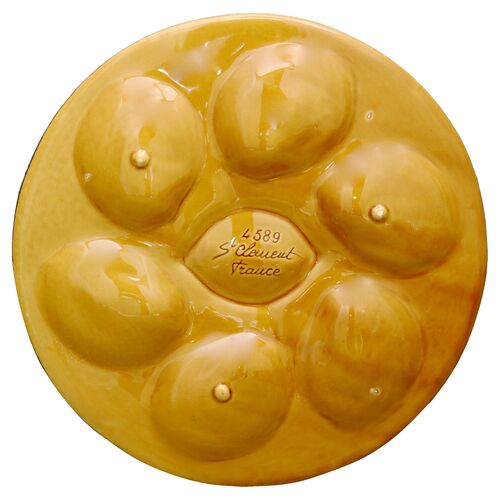 Midcentury French St. Clement Oyster Plates, Set of Six