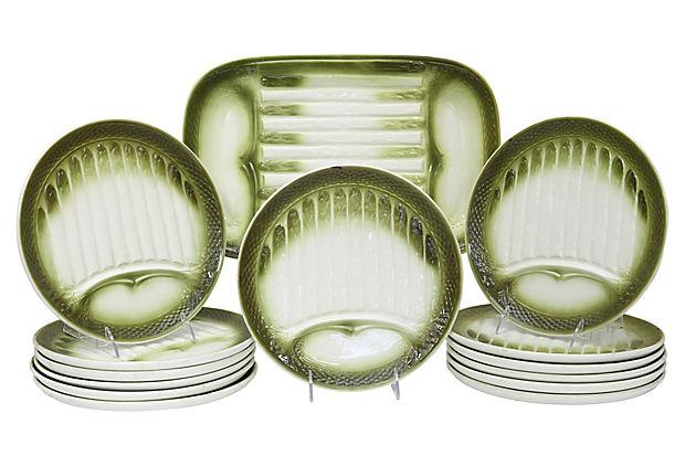 1960s French Asparagus Serving Set, 14Pcs