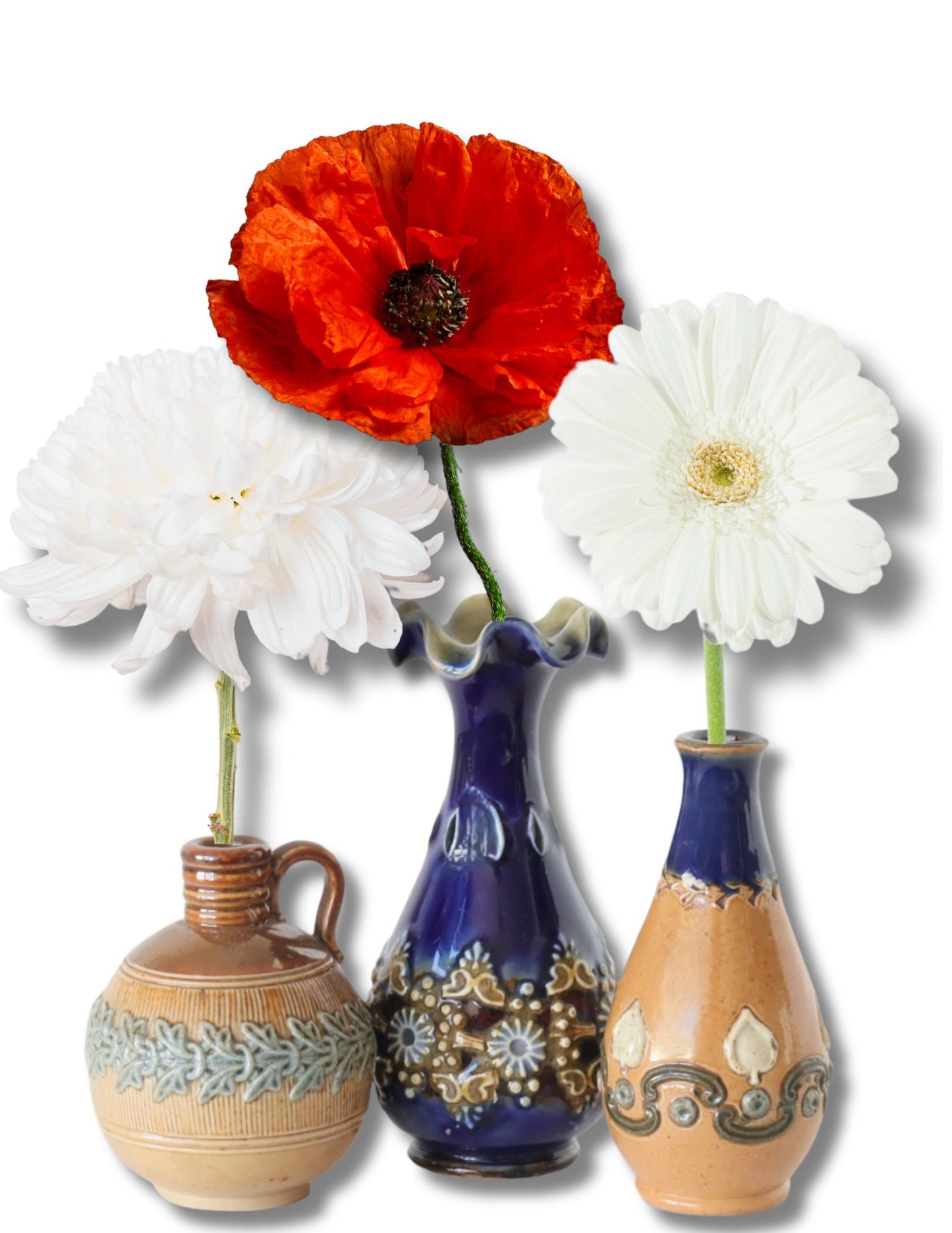 Antique Miniature Royal Doulton / Doulton Lambeth Bud Vases