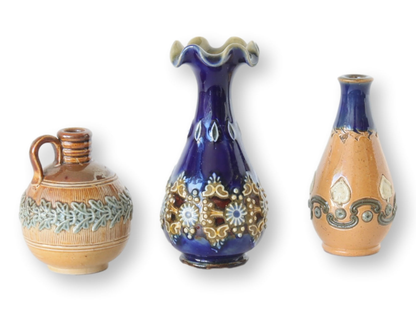 Antique Miniature Royal Doulton / Doulton Lambeth Bud Vases