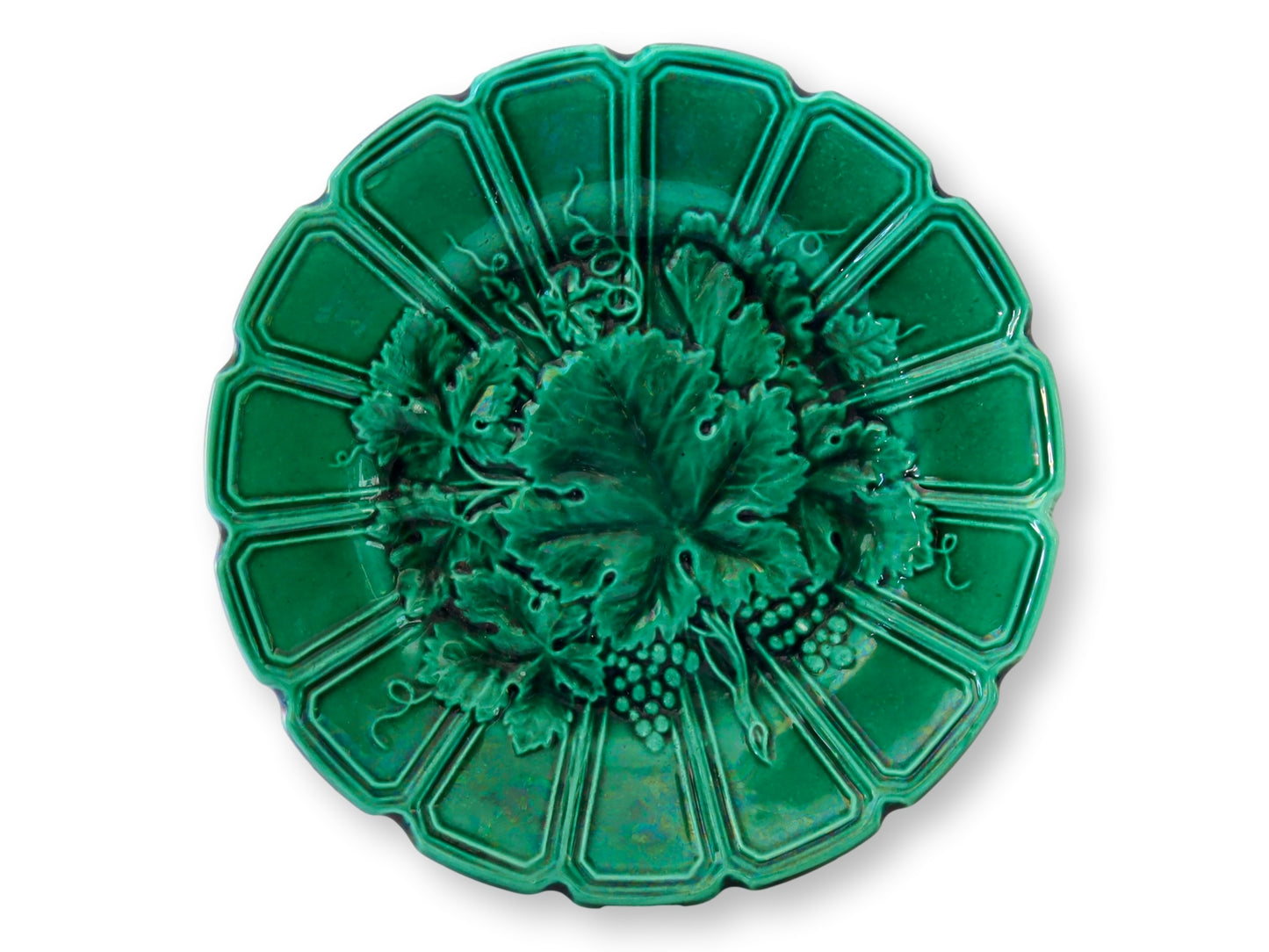 Antique English Majolica Salad Plates, Set of 12
