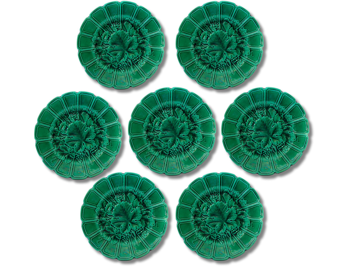 Antique English Majolica Salad Plates, Set of 12