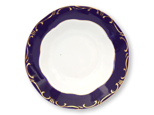 Set of 7 Pompadour Cobalt & 18K Soup/Salad Bowls