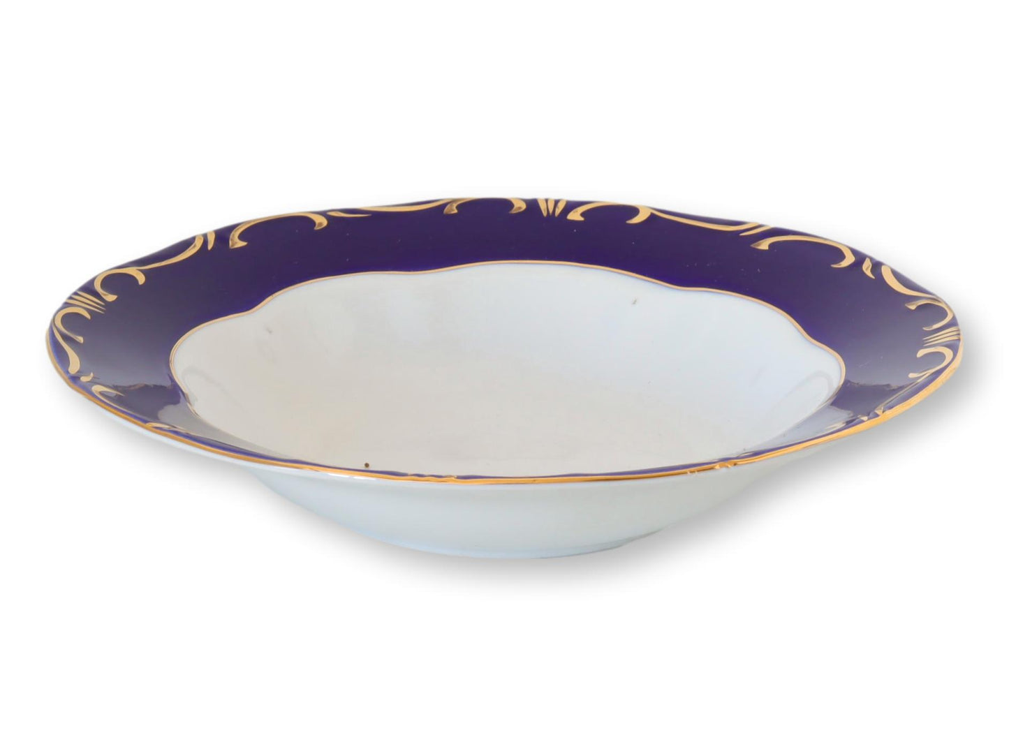 Set of 7 Pompadour Cobalt & 18K Soup/Salad Bowls