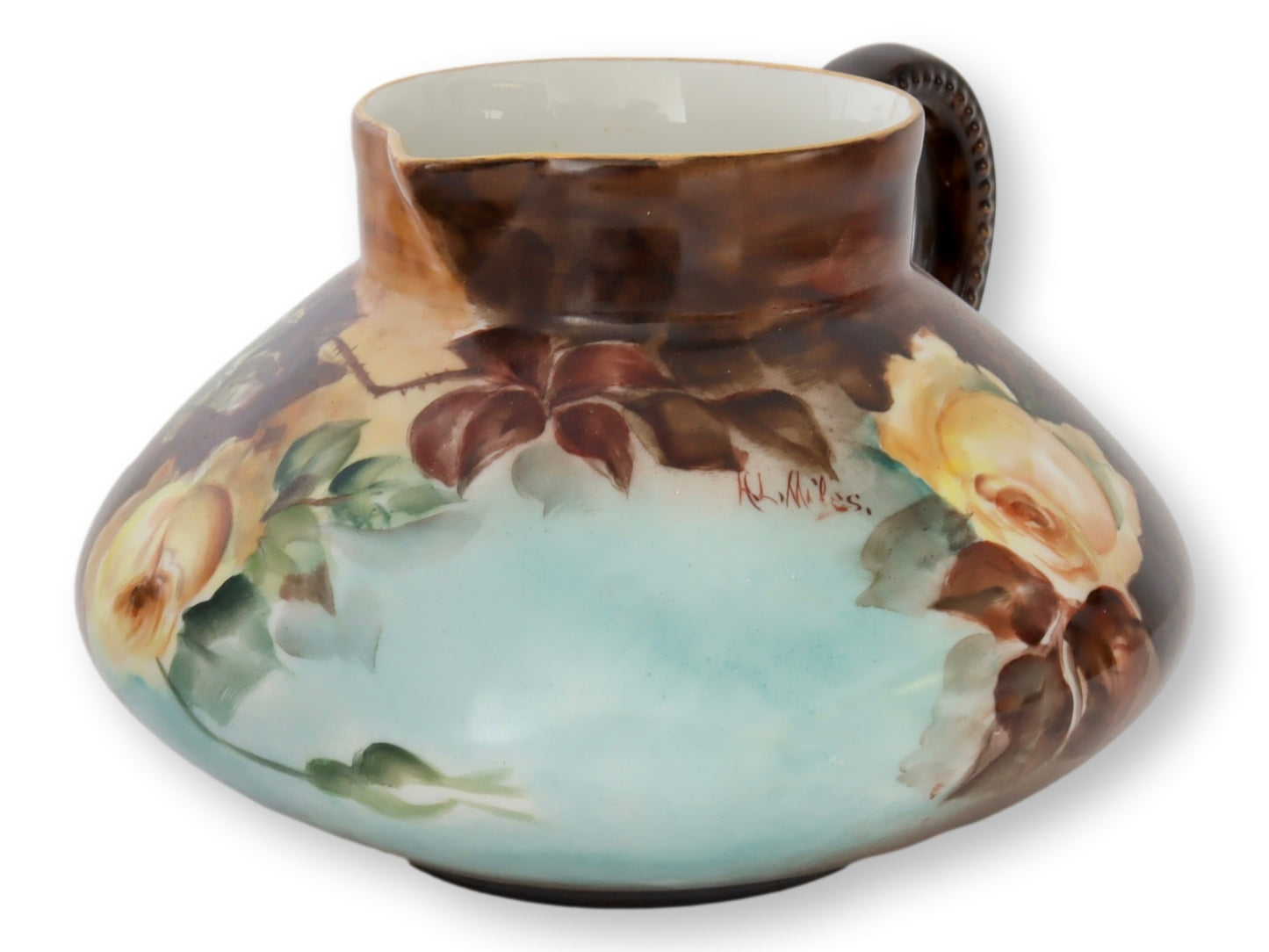 Antique Jean Pouyat for Limoges Hand-Painted French Cider Pitcher