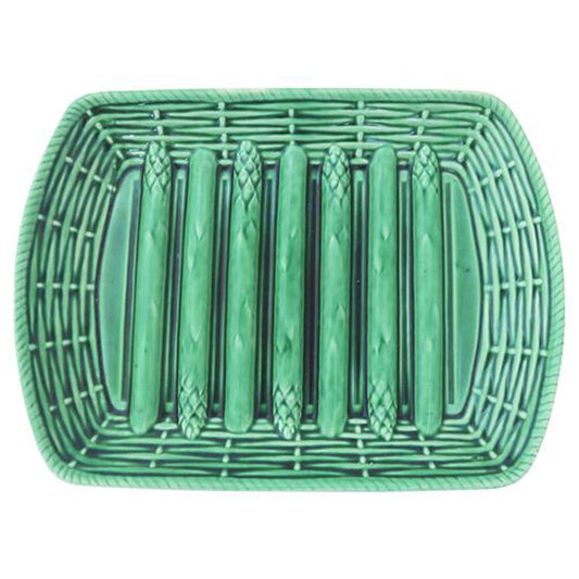 1940s French Sarreguemines Majolica Asparagus Serving Set