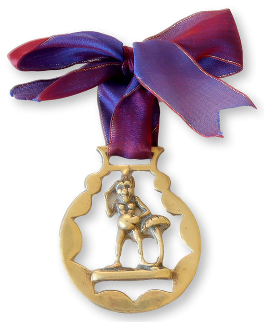 Antique English Horse Brass Ornament w-Elf