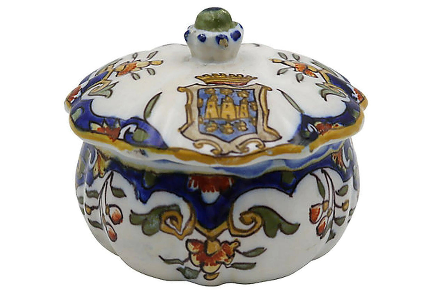 Vintage French Faience Crested Trinket Box