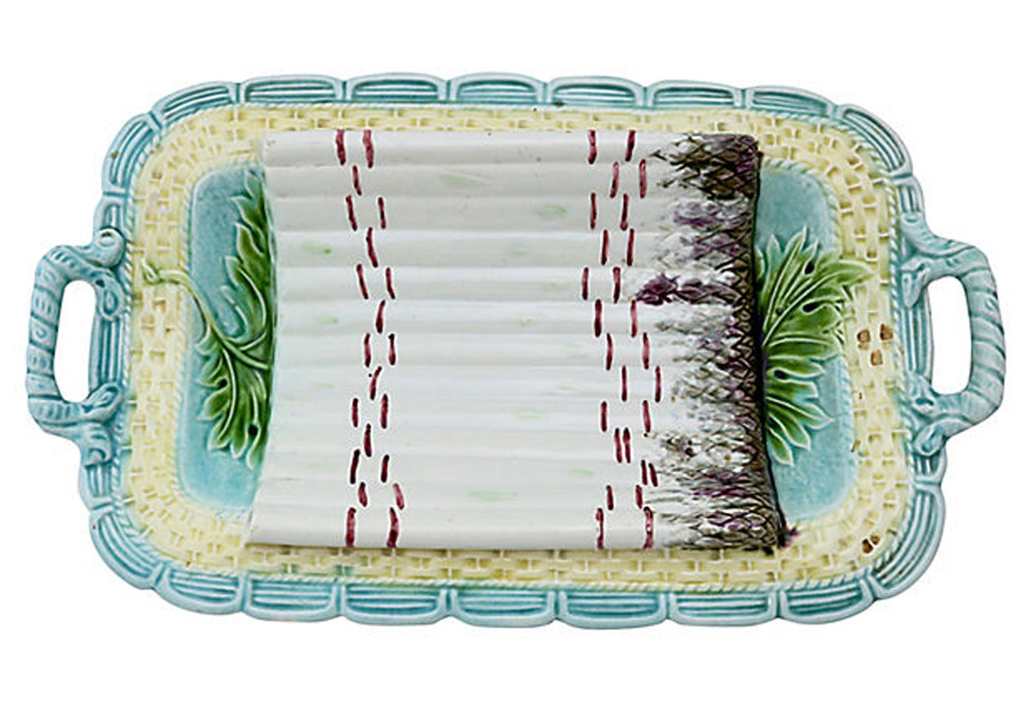 Antique French Majolica Asparagus Platter