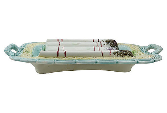 Antique French Majolica Asparagus Platter