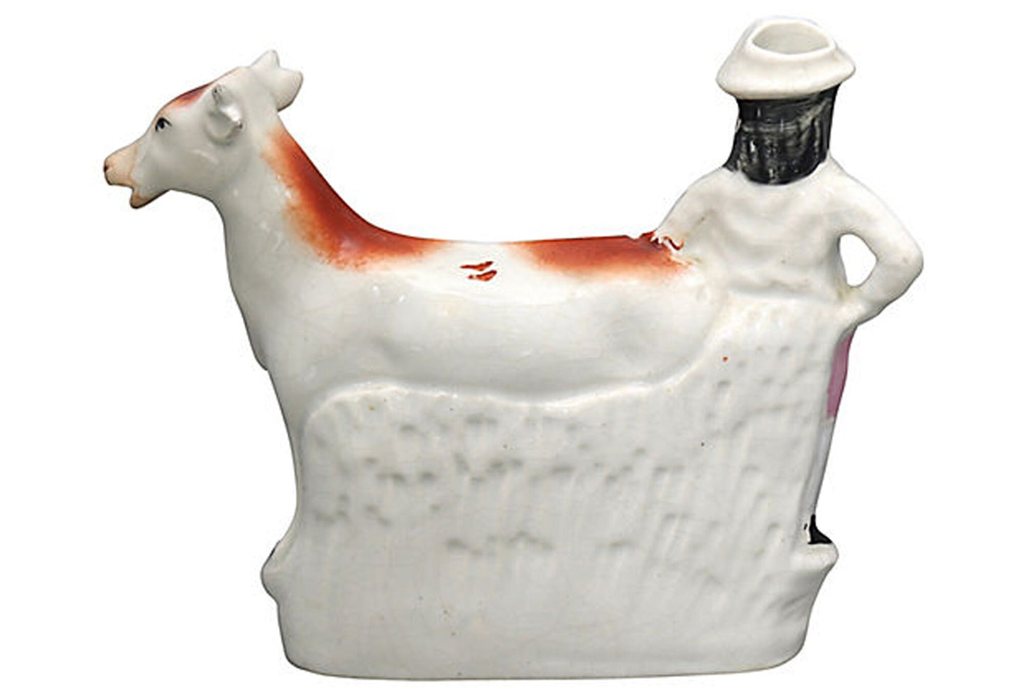 Antique English Staffordshire Cow Creamer, C. 1850