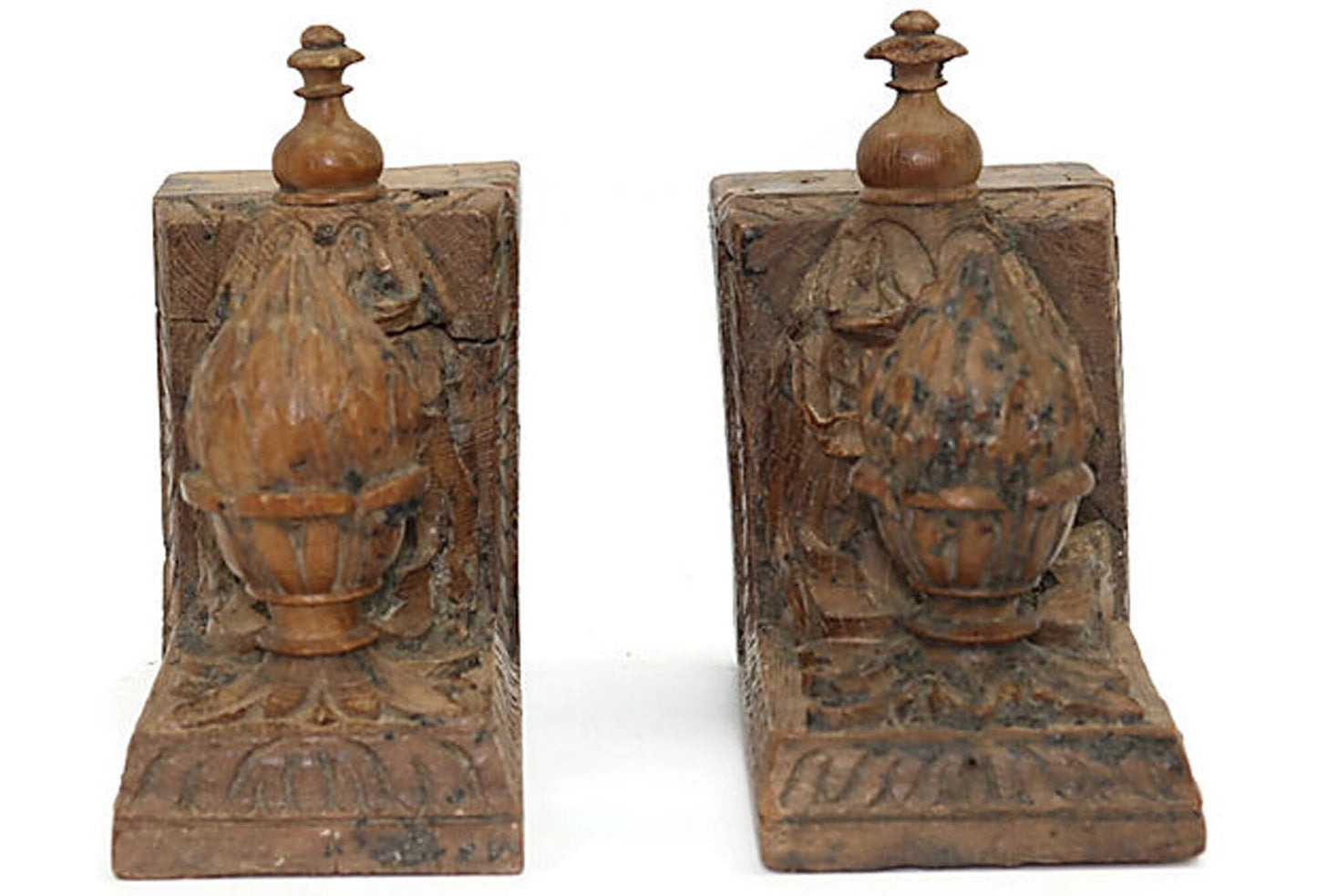 19th Century Oversized Hand-Carved Bookends, a Pair