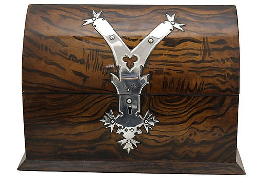 Antique Arts & Crafts Rosewood Box w/ Sterling Silver Hardware